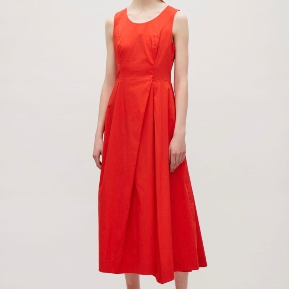 COS Asymmetrical Pleated Minimalist Midi Dress